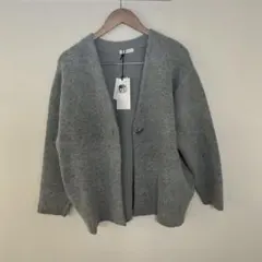新品　現行　ラウンジドレス　loungedress 接結ニットコート　グレーのサムネイル