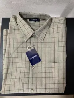 メンズ チェック柄 長袖シャツ グレー系