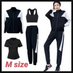 【未使用】ヨガウェア レディース スポーツウェア 4点セット吸汗 速乾 黒