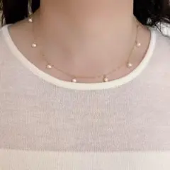 淡水パールゴールドチェーンネックレス