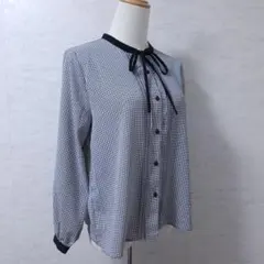 GLACIER 上品 大人 バイカラー ボウタイブラウス リボンブラウス