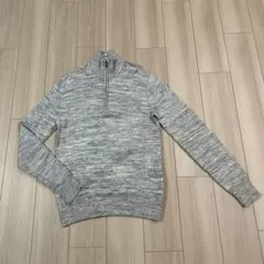 美品　杢グレーミックス綿ニットメンズプルオーバーセーター