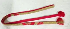 【美品】帯締め 赤 ピンク 金色 花柄 房付き 正絹 和装小物 フォーマル 礼装