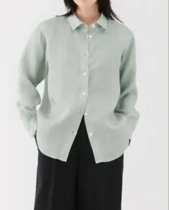 無印良品　リネン　洗いざらしレギュラーカラー長袖シャツ　Sサイズ