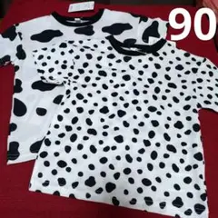 新品 アニマル柄 牛柄 ダルメシアン Tシャツ 90サイズ 2枚セット