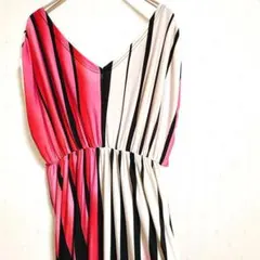 【Bou Jeloud】ストライプワンピース ダンス着 伸縮性あり FREE