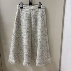 【Arpege story 】 フレアスカート ホワイト系 ツイード風