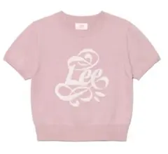 【美品】Lee 半袖 ニット ピンク ロゴ刺繍のサムネイル