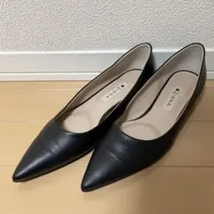 【数回使用程度】ダイアナ パンプス レザー ブラック フラット ポインテッドトゥ