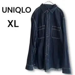 ユニクロ　デニムシャツ XL インディゴ ワークシャツ 長袖 コットン100%
