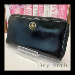 【匿名配送】Tory Burch トリーバーチ　エナメル長財布　ブラック✨