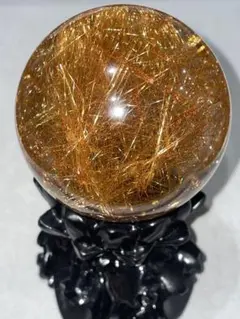 超絶綺麗✨81mm ゴールドスモーキールチルクォーツ 丸玉 スフィア 金針 