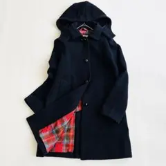 ✨美品✨トラディショナルウェザーウェア フード付きウールコート Aライン 黒 S