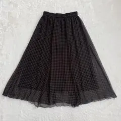 エニィファム　チェック柄　シアー　ロングスカート　Ｆ　ウエストゴム