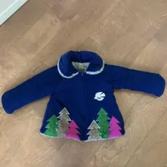 ネイビー ツリー柄刺繍 中綿コート　リバーシブル