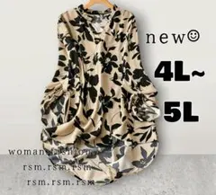 163 レディース 大きいサイズ トップス ブラウス チュニック 4L 5L