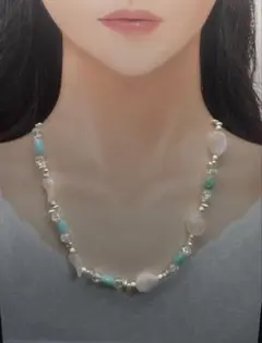 ジェムセデュースト ブルーオパール ホワイトジェイド ネックレス 
