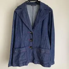 NICE CLAUP ブルー デニム テーラード ジャケット ストレッチ