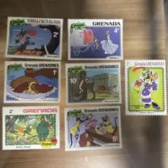 未使用品☆ディズニー切手7枚セット 1981が5枚、1982.1983各1枚