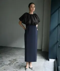 ANDRESD バルーンヘムラインドレス　ネイビー　3way