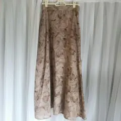 ハニーズ GLACIER 花柄ロングスカート M ピンクベージュ
