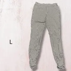 BELLE MAISON ベルメゾン ギンガムチェック ギャザーパンツ L 白黒のサムネイル