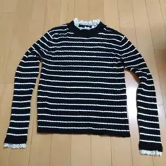 favori レース付ボーダーニット