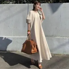 クラネ CLANE LANTERN SLEEVE FLARE ONE PIECE