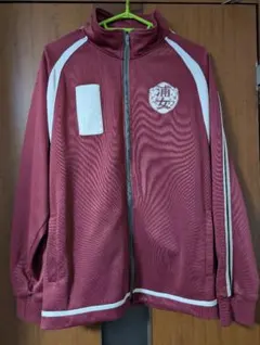 バーガンディ ジップアップジャケット エンブレム付き