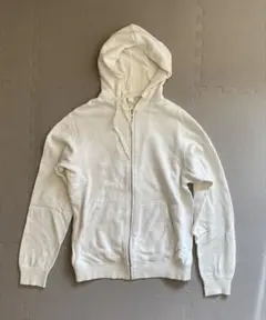YAECA STOCK ホワイト 裏毛ジップパーカー