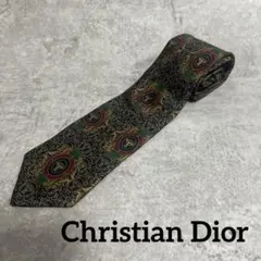 新品未使用　フランス製　Christian Dior 総柄　シルク　ネクタイ
