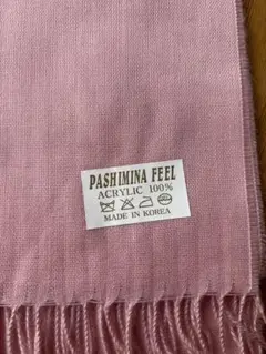 Pashmina Feel ピンクスカーフ フリンジ付き