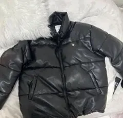 U.S. POLO ASSN. フェイクレザー ダウンジャケット ブラック