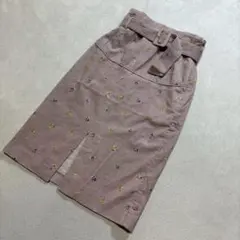 【dazzlin ダズリン】 コーデュロイスカート ベルト付き　花柄　Mのサムネイル