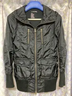 {美品} ALPHA フード付ロング丈ナイロンジャンバー　レディース Lサイズ