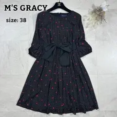 M's Gracy 花柄ドレス 42新品未使用タグ付き エムズグレイシー タグ付き新品花柄ワンピース 42 ワンピース