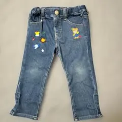 ミキハウス　デニムパンツ　フルレングス サイズ　90　プッチーくん　アップリケ