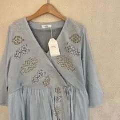 新品　タグ付　未使用　kilki キルキー　ワンピース　ナチュラル　インド　水色のサムネイル
