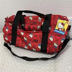 新品　ハローキティ　ボストンバッグ　ショルダー　ドラムバッグ　総柄　赤
