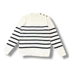 ザショップティーケー　アンチピリングニット(L)ボーダー　アシメ 肩ボタン　大人