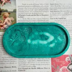 【ジェスモナイト】グリーンフラワートレイ