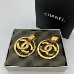 【美品】シャネル ヴィンテージ ココマーク ラウンド スイング イヤリング GP