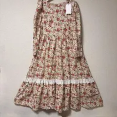 LL❇︎ maihee コットンクラシカルワンピース 淡ピンク×花柄 大きいサイズ