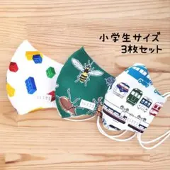 【男の子】布立体マスク 3枚セット 小学生 子供 電車 ブロック 昆虫 かわいい