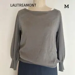 LAUTREAMONT ラメ入り ボートネック ニット トップス 七分袖 グレーのサムネイル