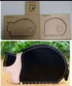 猫 ネコ カード入れ コインケース　財布 の 抜き型　レザークラフト