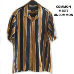 COMMONMEETSUNCOMMONストライプ 半袖シャツ オレンジ ネイビー