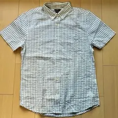 GAP 半袖 ギンガムチェック シアサッカー シャツ ベージュ Mのサムネイル