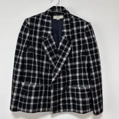 ツイード チェック ダブルジャケット ウール 春アウター 上品 クラシカル