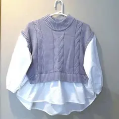 タイニーマノン ドッキングケーブルニット 140